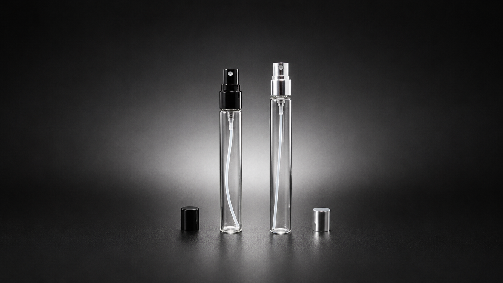 Perfumeros de vidrio de 10 ml y 12 ml con atomizador metálico